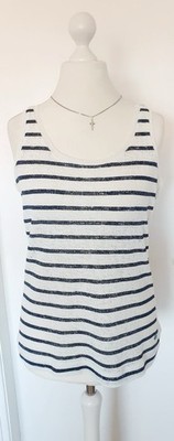 Top Trägershirt Garcia Jeans weiß blau dunkelblau Streifen Größe L Querstreifen
