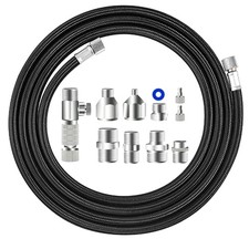 Airbrush Hose with Adapter Kit 10 Pcs , 6ft Braided Air Hose 1/8  Ends , Qu...