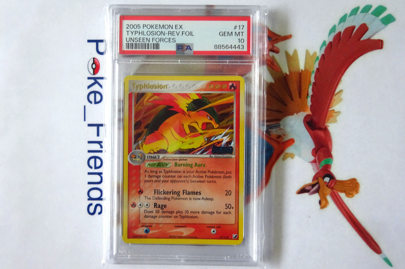 Pokemon Typhlosion Reverse Holo Foil #17 EX  Unseen Forces 2005 PSA 10 Gem Mint