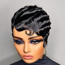 Short Pixie Cut Human Hair Wigs Brazilian Human Hair Wig for Black Women Colo...