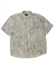 DORNBUSCH Mens Short Sleeve Shirt XL Green Geometric BZ16