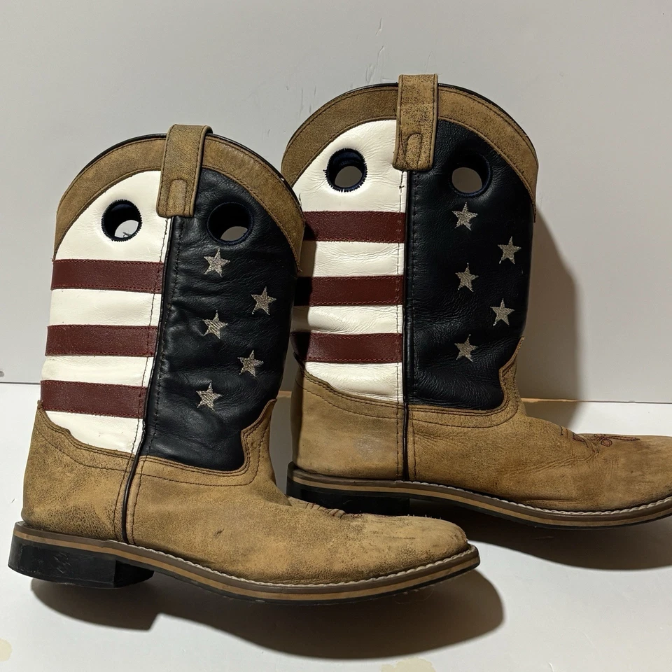 Botas SMOKY MOUNTAIN Mujer Talla 6R Rojo Blanco Azul Vaquera Cuero Estilo Occidental Foto 3 de 4