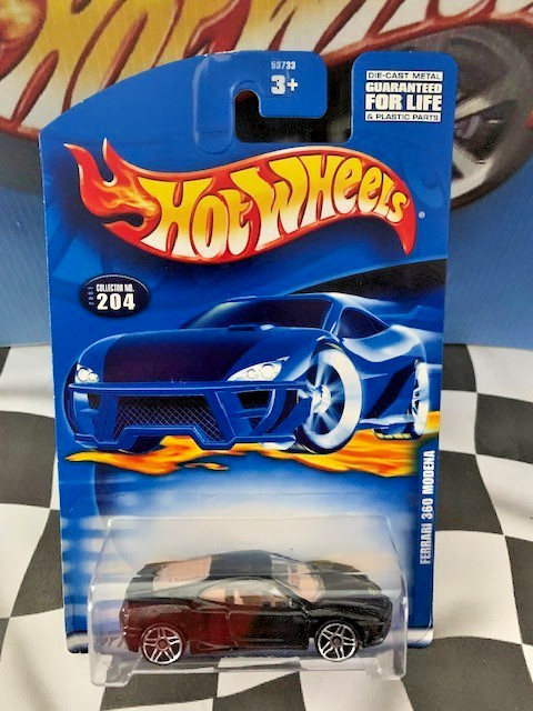 Hot Wheels 2001 Mainline #204 1999 Ferrari 360 Modena BLACK PR5 Variation
