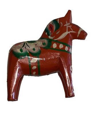 Vintage Scandinavian Dala Horse Figurine Painted Red Souvenir