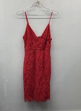 ASTR The Label Women's Red Lace Spaghetti Strap V-Neck Dress Sz XS NWT