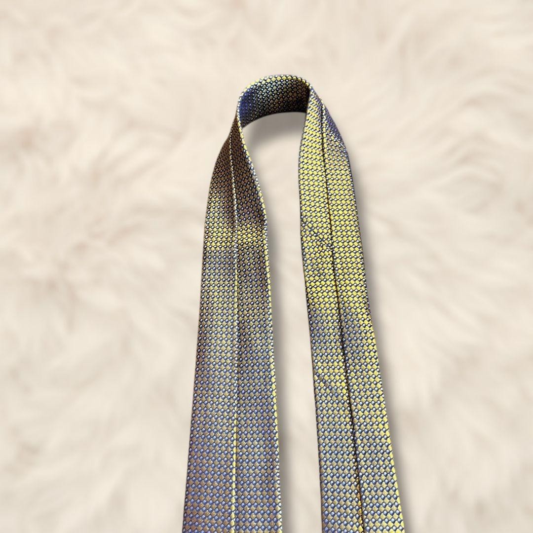 VERSACE Medusa Pattern Solid Tie Yellow Navy Blue… - image 7