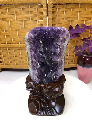 6.1LB Natural Amethyst Cluster quartz cluster crystal mineral specimen gift+base