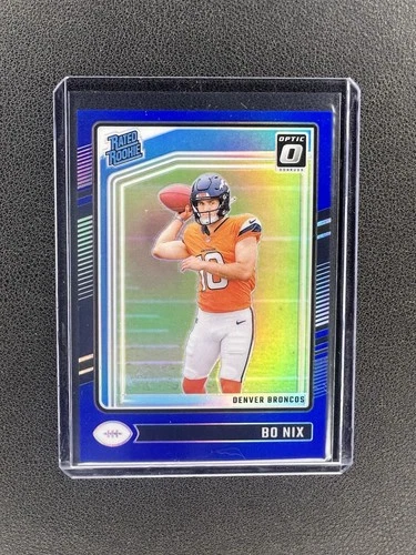 Bo Nix 2024 Panini Donruss Optic - Rated Rookie Blue Prizm 128/199 RC