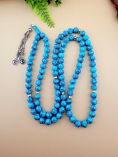 Collectible natural Turquoise 99-Bead Islamic Rosary Tasbih مسبحة مسباح فيروس