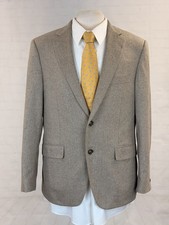 Samuelsohn Men's Light Beige Herringbone 100% Wool Blazer 40S Two Button Canada