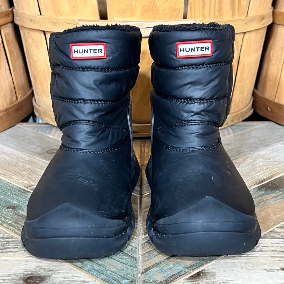 Hunter Intrepid Kids Black Leather Synthetic Insulated Waterproof Boots Boys 1 - Image 4 of 4