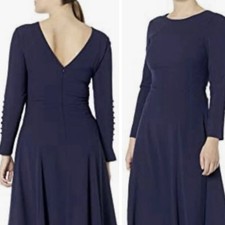 NWT Tahari ASL Dress Midnight Navy Wedding Guest Formal Knee Length Sz 10