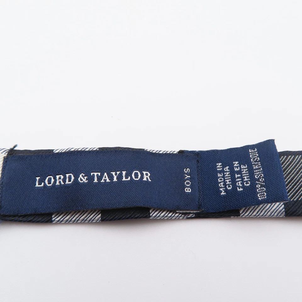 Pajarita Lord & Taylor negra gris a cuadros 2" de ancho pre corbata seda niños niños Foto 3 de 4