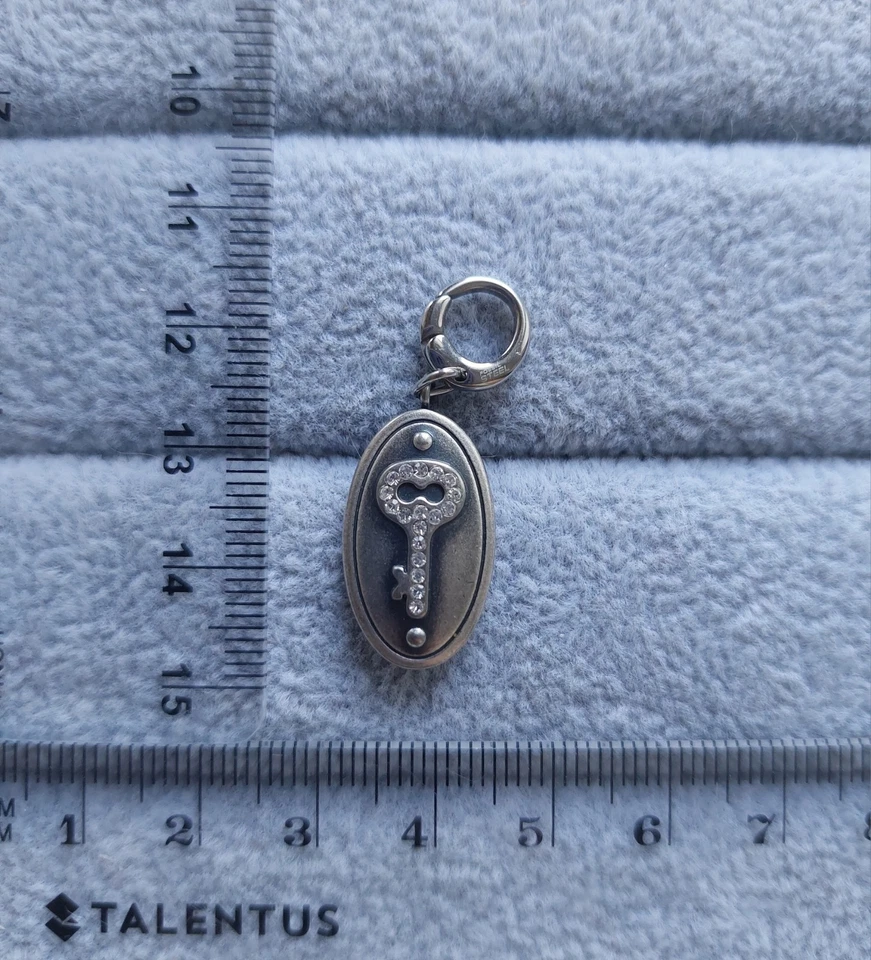 Schöner Edelstahl Charm Anhänger Fossil Medallion mit Schlüssel Farbe silber - Bild 3 von 4