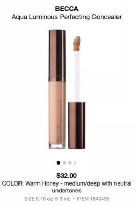 SET OF 2 Becca Aqua Luminous Perfecting Concealer in Warm Honey 0.18oz New $32ea
