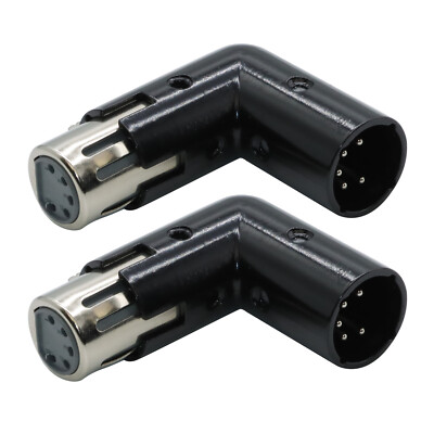 2x 5-PIN XLR Angle Adapter Plug Male & Female Adjustable to 4 Angle Positions