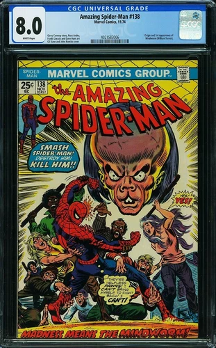 Amazing Spider-Man #138 CGC 8.0 White Pages 11/1974 1st Appearance Mindworm
