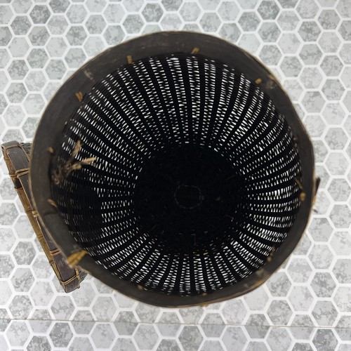 Wicker basket with lid black woven boho ethnic 13”t X 7”w - Picture 4 of 6