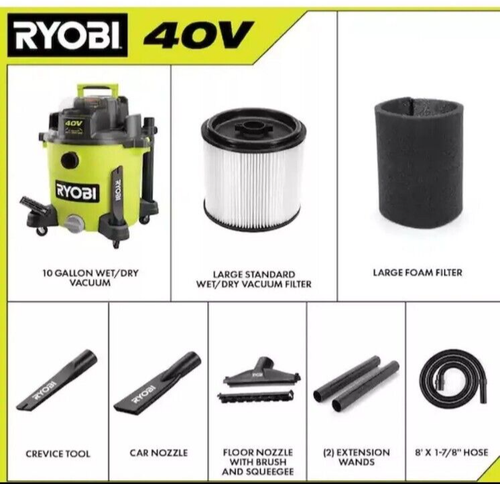 Ryobi RY40WD01B 40V 10 gal Cordless Wet/Dry Vacuum for sale online | eBay