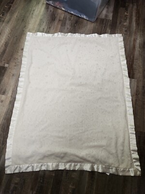 Bean Sprout Grandma Loves Me Baby Blanket Ivory Cream Satin Back Trim 37 x 30