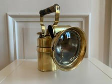 Stara lampa górnicza / lampa z węglika spiekanego z reflektorem, mosiądz