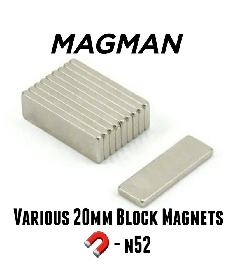 MAGMAN Strong Block Magnets 20mm , Craft , Neo Magnet , Various Sizes , Fast Free Post