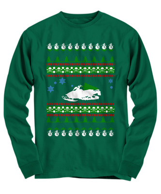 Snowmobiling Ugly Christmas Sweater xmas  - Long Sleeve Tee
