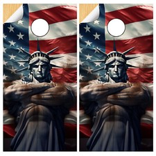 C341 Liberty Flag Cornhole Board Wraps LAMINATED Wrap Decals Vinyl Sticker Skins