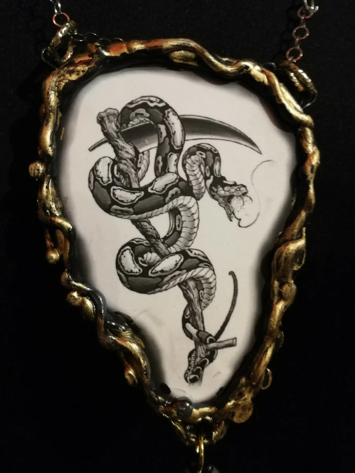 Joyería pagana collar serpiente mujer hombre colgante bruja gótica wicca encanto lariat Foto 4 de 4