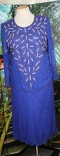 COCKTAIL BEADED SILK SKIRT SUIT, BLUE PLUS 22W NWT mother of bride