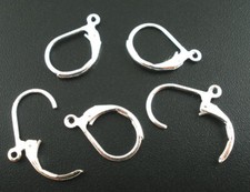 20 Earring Wires Silver Plated Lever Back 10 Pairs - Z095