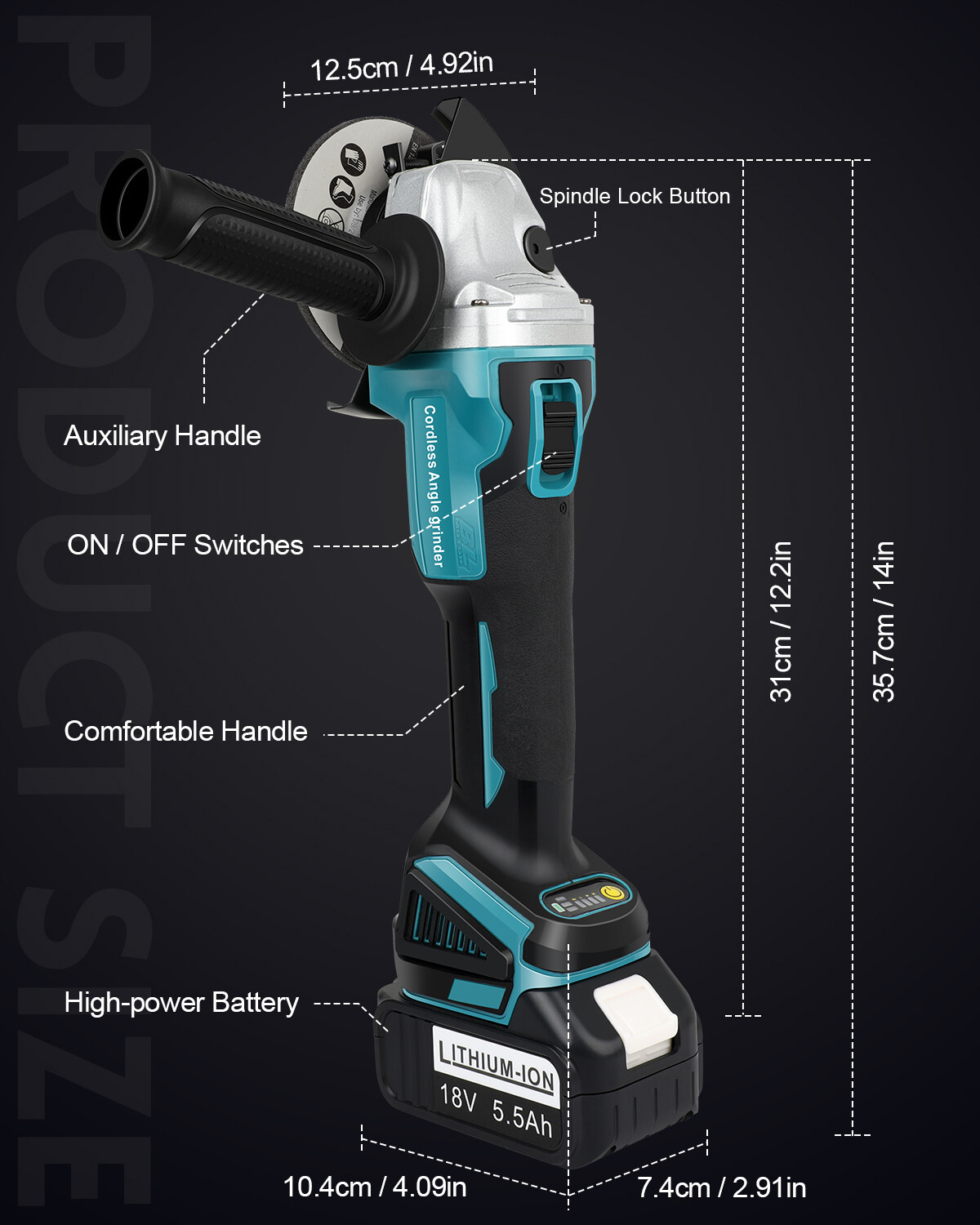 Trintion Akku Winkelschleifer 125mm - 18V Bürstenloser Trennschleifer Mit Zubehör