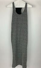 Banana Republic Black Ivory Tweed Stripe Racer Back Maxi Dress Small Petite