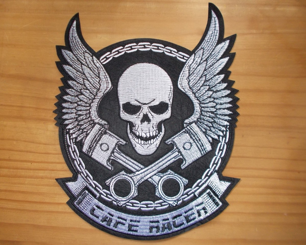 LIVE TO RIDE Rückenpatch – 22,6x22,6 Cm, Gestickter Aufnäher Für Motorradjacken, Mit Schädel-Motiv, Aus Polyester/Viskose