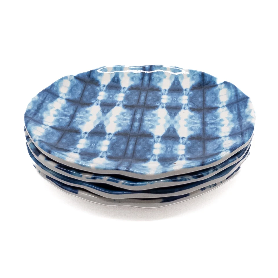 222 Fifth синий абстрактный закуска десерт меламин тарелки набор из 4 новом - Изображение 3 из 4