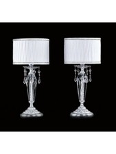 Small Table Lamp Classic Brass Silver Lampshade