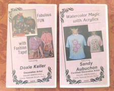 2 DECOART VHS VIDEO ACRYLIC PAINT DOXIE KELLER SANDY AUBUCHON CLOTHES DESIGN