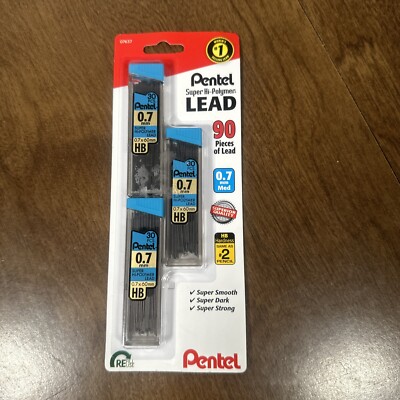 NEW Pentel 90-Pieces Super Hi-Polymer .7mm Pencil Lead Refills plus ZEH05 Eraser