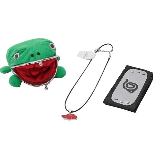 Naruto Akatsuki Green Frog Wallet with Hidden Leafe Village Headband Necklace - Picture 7 of 7