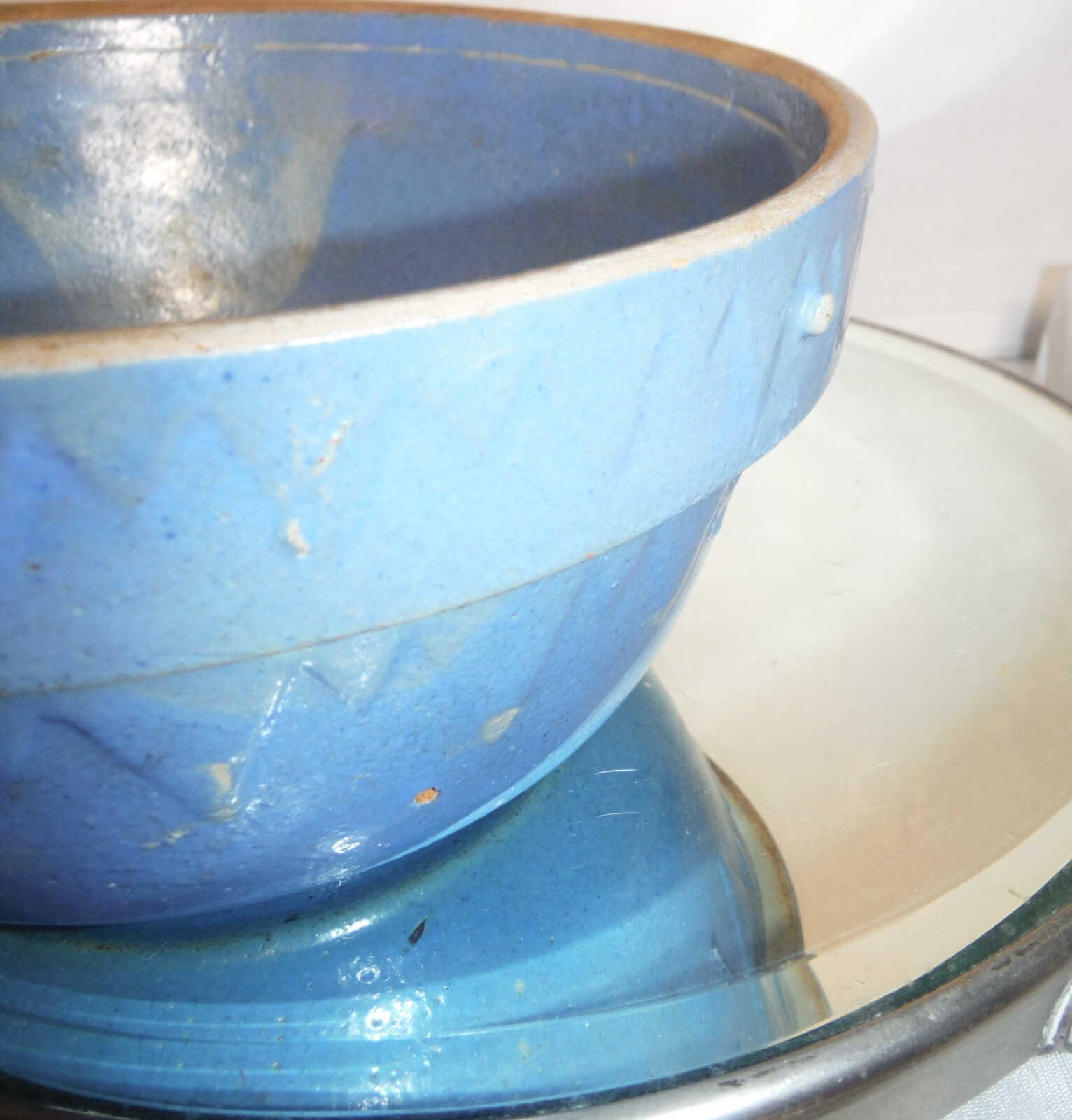 ANTIQUE RUCKELS POTTERY WHITE HALL ILLINOIS STONEWARE BLUE SAWTOOTH BOWL eBay