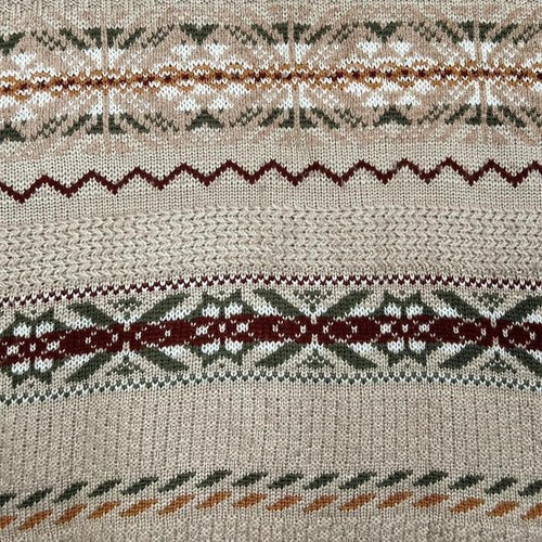 Vintage DESIGN ESSENTIALS Multi Patterned Grandad Acrylic Jumper Medium Large - Picture 3 of 4