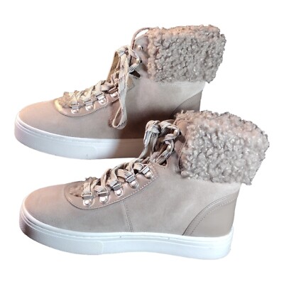 Sam Edelman Luther High Top Sneaker Boots Size Women 6.5 Leather/Faux Shearling