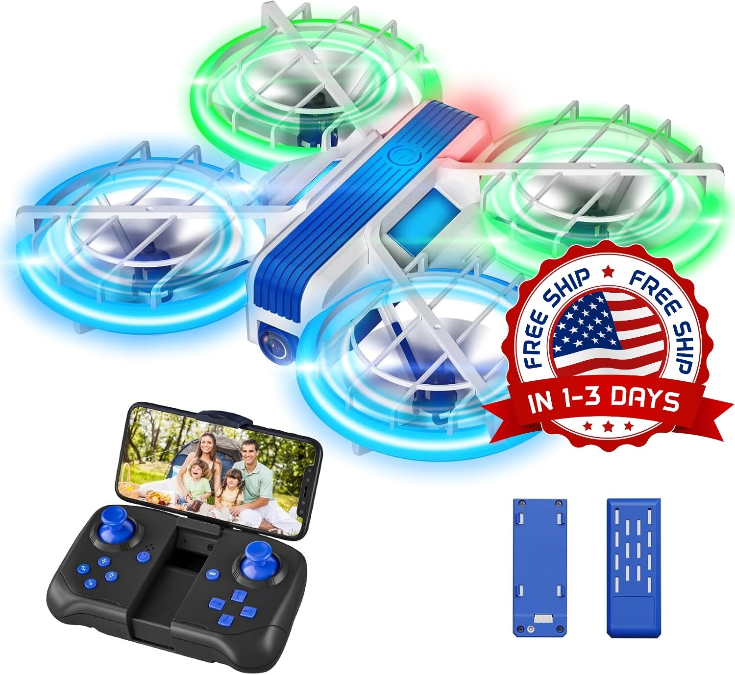 HD FPV Drone with LED Lights for Kids and Beginners-image