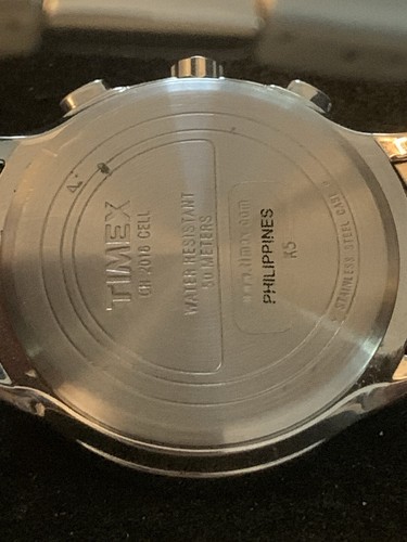 Men's Timex SS Chronograph Indiglo Analog Watch WR50M White Dial New Battery - Bild 6 von 6