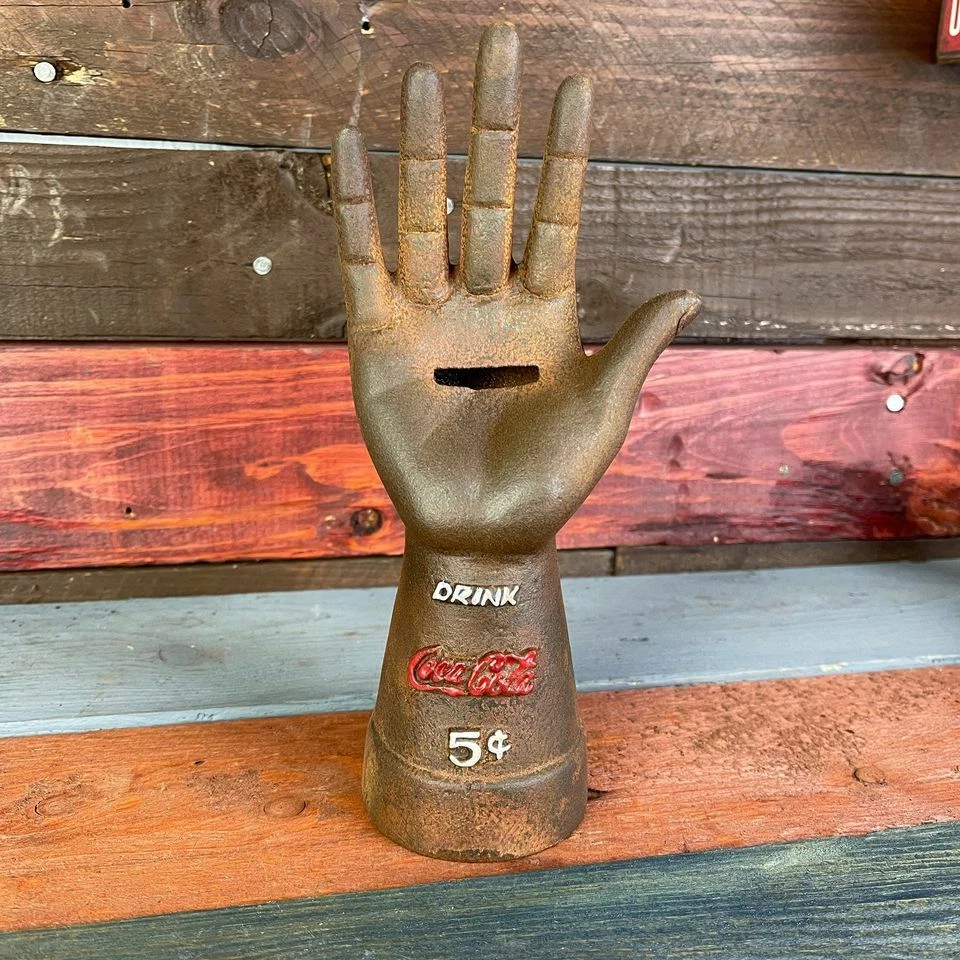 Coca-Cola Cast Iron Hand With Oval Base Coca-Cola Tag And Antique Finish - Image 2 of 4