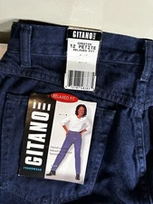 VINTAGE GITANO Denim Jeans Women Petite Size 12 NWT Faded Spots On Back See Pics