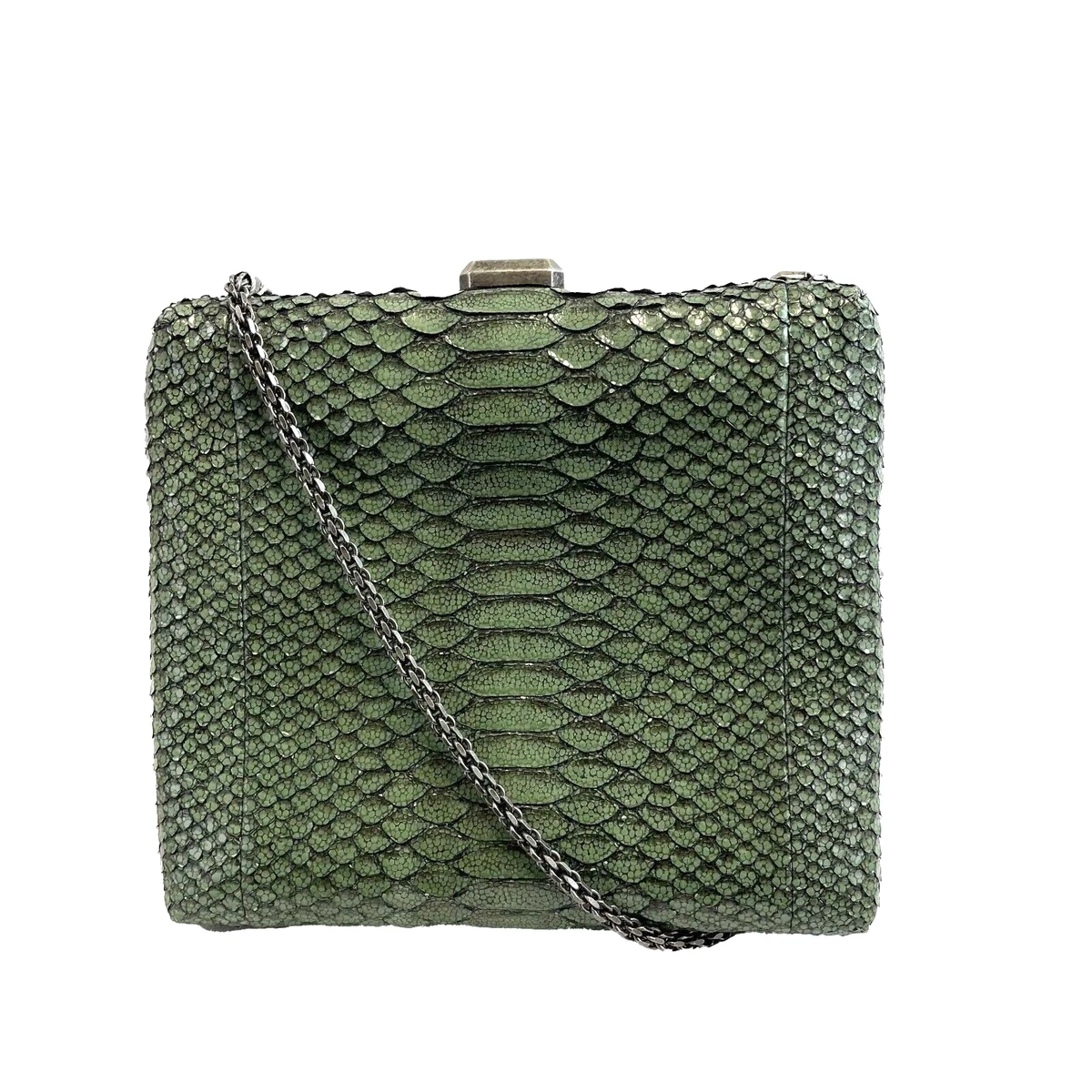 CHANEL - Python Snakeskin Green CC Kiss lock Shoulder Bag