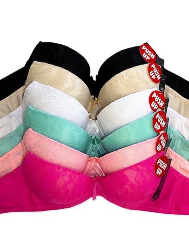 brand new with tags 6 pc set- mamia 38c 16c bra lingerie push up