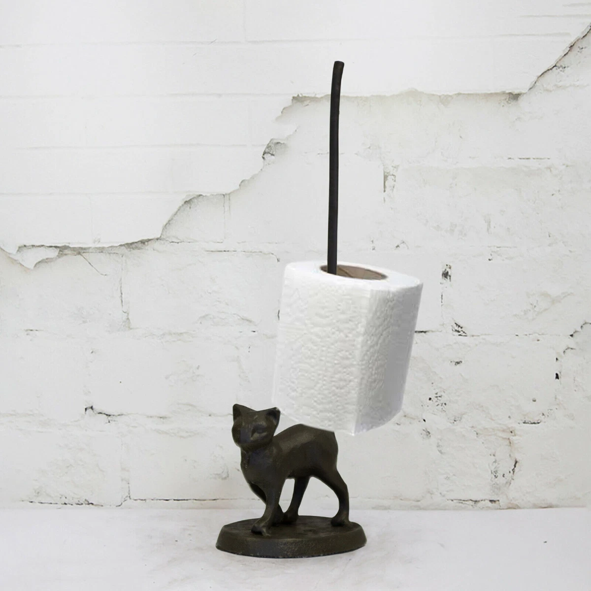 Whimsical Black White Kitten Cat Toilet Paper Roll Holder Bathroom Wall  Decor 