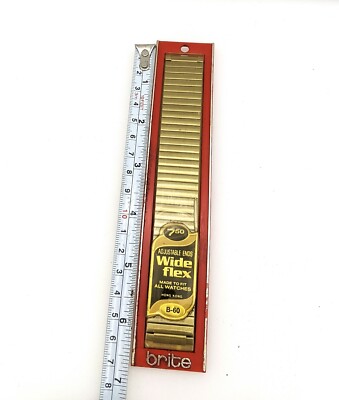 Vintage Brite Wide Watch Band B-60 Gold Tone Unstretched Adjustable End
